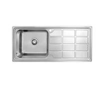 Omeere Fregadero empotrable de acero inoxidable 304, grosor de material 0,8 mm, cuadrado, 1 lavabo cuadrado (estante a la derecha)