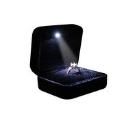 Omeet Caja de regalo de terciopelo de metal brillante con LED para propuestas, compromisos, bodas, fácil de guardar en tu bolsillo o bolso