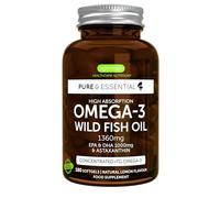 Omega 3 1000mg de EPA y DHA, Forma Más Alta de rTG con Astaxantina, 180 Cápsulas, Súper Concentrado y de Alta Absorción, Aceite de Pescado Salvaje Ultra Puro, Sabor Limón, de Igennus