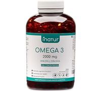 Omega 3 2.000 mg - 200 perlas | Inatur | Alta Concentración | 35% EPA (350 mg) y 25% DHA (250 mg) | Suministro para 7 meses | Vitamina E Natural | Salud cardiovascular