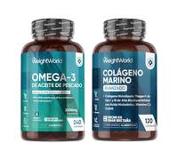 Omega 3 2000mg + Colágeno Marino Hidrolizado - Pack Diario de Aceite de Pescado (660mg EPA + 440mg DHA) y Colágeno Tipo I y III con Vitamina C, Zinc y CoQ10, Sin OGM ni Gluten