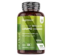 Omega 3 6 9 del Aceite de Cáñamo 1000mg, 180 Cápsulas Veganas, 6 Meses de Suministro - Alternativa Vegetal a los Ácidos Grasos del Pescado, Sin Gluten ni OGM