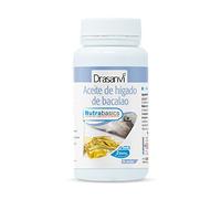 DRASANVI NUTRABASICS ACEITE DE HÍGADO DE BACALAO - Vitamina E - Rico en Ácidos grasos Omega 3 + Vitaminas A y D - SIN GLUTEN - 90 perlas