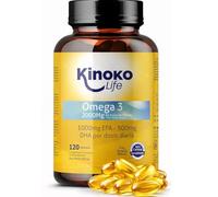 Omega 3 Capsulas 2000 mg EPA 1000 mg DHA 500 mg Aceite de Pescado Salvaje 120 Cápsulas Omega 3 EPA y DHA Premium Kinoko Life