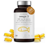 Omega 3 capsulas 2000mg | 200 Perlas | 600mg de Omega-3 puro + Vitamina E | Certificado FOS y MSC | Ácidos Grasos Omega 3 para Salud del Corazón, Cerebral y de la Presión Sanguínea | nutrabetter®