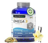 Omega 3 capsulas 2000mg por dosis diaria (2 cápsulas) EPA 1000mg + 500mg DHA - Sabor Vainilla - omega 3 epa y dha - Superconcentrado - Destilado Molecularmente - 120 cápsulas - Hasta 4 meses