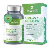 Omega 3 Capsulas Certificado IFOS 500mg EPA + 1000mg DHA 1500mg Alta Concentracion por Dosis + Vitamina E 120 Uds para 4 Meses - Apoya Memoria Vista Corazon y Defensas sin OGM - BWELL