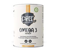 Omega-3 Cápsulas para perros y gatos | Alta dosis con 1.000 mg de aceite de pescado puro por cápsula | muy alto contenido de ácidos grasos EPA y DHA, sin PCB, sin aditivos, 120 cápsulas, fabricación