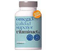 Omega 3 con Vitamina E Natural - 500 Cápsulas - 2000mg de Aceite de Pescado Puro por Dosis en Forma de Triglicérido Para una Absorción un 70% Mayor - 600 mg de EPA y DHA por Dosis -Fabricado en España