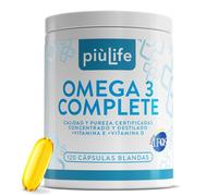 Omega 3 IFOS Certificado con Vitamina D3 y E PiùLife, 120 Cápsulas Blandas | Aceite de Pescado 2000 mg EPA y 1000 mg DHA por Dosis, Fish Oil Triglicéridos, Corazón, Vista, Huesos y Cerebro