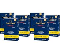 Omega 3 IFOS Certificado OMEGOR Vitality 1000 - Alta Concentración de EPA 535mg y DHA 268mg - Aceite de Pescado Omega-3 rTG de Alta Biodisponibilidad - 60 Cápsulas (Paquete de 6)