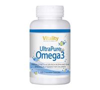 Omega 3 para niños 435 mg, aceite de pescado con 0,34 g DHA + 0,09 g EPA + vitamina D + vitamina E, 120 cápsulas masticables, sabor todos-Frutti, 40 días. Vitality Nutritionals by VitaminExpress