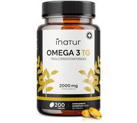Omega 3 TG 2.000 mg - 200 perlas | Inatur | Triglicéridos Naturales | Suministro para más de 6 meses | 18% EPA (180 mg) y 12% DHA (120 mg | Salud Cardiovascular