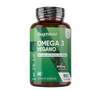 Omega 3 Vegano 2000mg de Aceite de Algas 90 Cápsulas - Aporta 600mg DHA y 300mg EPA, Perlas de Ácido Graso Omega 3 para +1 Mes de Suministro, Sin OGM