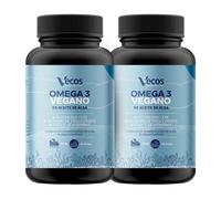 Omega 3 vegano OMEGATEX® con DHA y EPA de algas marinas - Cápsulas vegetales con Vitamina E Natural - 90 perlas (180 Cápsulas (2 Botes))