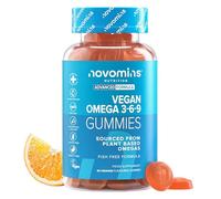 Omega 3 Vegano - Sin Pescado - 60 Gominolas de Omega 3 6 9 - Ácidos Grasos de Aceite de Perilla (ALA) - Alternativa a Cápsulas - Sabor Naranja Natural - Novomins