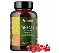 OMEGA 7 ALL IN ONE - Aceite de Espino Amarillo, Omega 3 6 7 9, Vitamina E Natural, 120 Cápsulas Veganas, No GMO, Sin Gluten, VEGAGENO