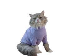 OMEM Camiseta de gato de lunares para Sphynx Devon Rex, 12 colores de algodón de manga larga, cuello alto, traje básico de otoño e invierno para gatos sin pelo, camiseta cálida para uso diario XS a