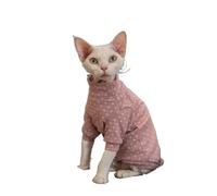 OMEM Camiseta de gato de lunares para Sphynx Devon Rex, 12 colores de algodón de manga larga, cuello alto, traje básico de otoño e invierno para gatos sin pelo, camiseta cálida para uso diario XS a