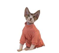 OMEM Camiseta de gato de lunares para Sphynx Devon Rex, 12 colores de algodón de manga larga, cuello alto, traje básico de otoño e invierno para gatos sin pelo, camiseta cálida para uso diario XS a