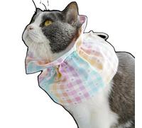 OMEM Collar de cono de gato suave, collar isabelino de algodón fino para gatos con visión clara, cono de gato ajustable con 3 bonitos estampados, plegable para comer, lavable a mano, talla S M