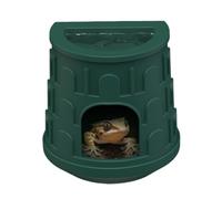 OMEM Reptile Hide Lizard Palace Guardian Tree Frog Chameleon - Caja de alimentación con escondite extraíble y lavabo de agua potable para paisajismo de casa de mascotas (verde)