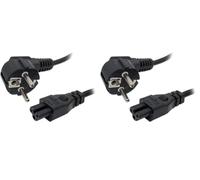 Omenex 491142 - Cable de alimentación USB (1.5 Metros, C6, CEE7/4), Negro (Paquete de 2)