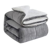 OMERAI Manta Forro Polar Sherpa Gruesa Mullida Peluda Suave Solida Grande Mantas para Cama Y Sofá Reversible Microfibra Calida Vida Hogar Y Viaje Gris 230x270cm Tamaño Super King