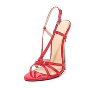 Omeslike 16CM/6.30IN Mujeres Sexy Tacones Altos Sandalias Party Club Zapatos de Tacón Alto Moda Punta Abierta Stiletto Zapatos de Vestir de Boda Tirando Zapatos de Baile para Mujeres,Rojo,44 EU