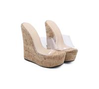 Omeslike 5.90 Pulgadas / 15 cm Tacones Altos sexys para Mujer Moda Zapatos de Vestir de Boda con Punta Abierta Zapatos de Baile de Tirantes de Fiesta para Mujeres Talla 35-42,Apricot,39 EU