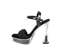 Omeslike Sandalias de tacón Alto para Mujer de Talla 5-6 - Tacones de Fiesta cómodos de pies Estrechos para Bodas, Noches, Ocasiones Especiales,Negro,39 EU