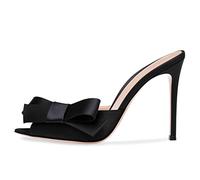 Omeslike Sandalias de tacón Stiletto Negras de 12 cm para Mujer con Punta Abierta - Tacones Esenciales y a la Moda para Vacaciones, Bodas y días Festivos,Negro,43 EU