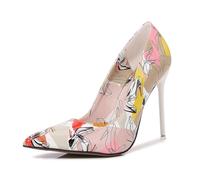 Omeslike Tacones Altos Femeninos sexys de 4,33 pulgadas/11 cm, Stilettos clásicos, Zapatos de tacón Alto para Vestido de Boda, Fiesta, Oficina, Bailarina de Tubo, Stripper.,Apricot,46 EU