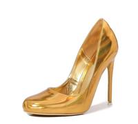 Omeslike Tacones Altos Femeninos sexys de 4,72 pulgadas/12 cm, Stilettos clásicos, Zapatos de tacón Alto para Vestido de Boda, Fiesta, Oficina, Bailarina de Tubo, Stripper.,Oro,40 EU