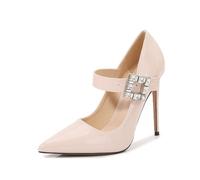 Omeslike Tacones Altos Femeninos sexys de 4,72 pulgadas/12 cm, Stilettos clásicos, Zapatos de tacón Alto para Vestido de Novia, Fiesta, Oficina, Bailarina de Tubo, Stripper.,Apricot,38 EU