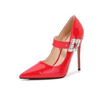Omeslike Tacones Altos Femeninos sexys de 4,72 pulgadas/12 cm, Stilettos clásicos, Zapatos de tacón Alto para Vestido de Novia, Fiesta, Oficina, Bailarina de Tubo, Stripper.,Rojo,43 EU