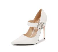 Omeslike Tacones Altos Femeninos sexys de 4,72 pulgadas/12 cm, Stilettos clásicos, Zapatos de tacón Alto para Vestido de Novia, Fiesta, Oficina, Bailarina de Tubo, Stripper.,Blanca,40 EU