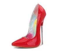 Omeslike Tacones Altos Femeninos sexys de 6,30 pulgadas/16 cm, Stilettos clásicos, Zapatos de tacón Alto para Vestido de Boda, Fiesta, Oficina, Bailarina de Tubo, Stripper.,Rojo,42 EU