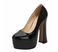 Omeslike Tacones Altos para Mujer, 14 CM, Zapatos De Tacón De Aguja con Punta Cerrada, Zapatos De Corte con Plataforma Y Tacón Alto, Talla Grande Unisex,Negro,37 EU