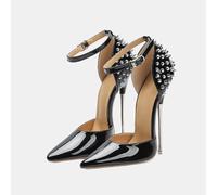 Omeslike Tacones Altos Sexy de Mujer de 6,30 pulgadas/16 cm, Stilettos clásicos, Zapatos de tacón Alto para Bodas, Fiestas, Oficina, Bailarina de Barra, Stripper,Negro,44 EU