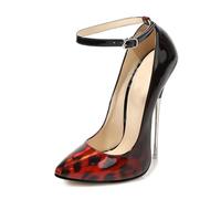 Omeslike Tacones Altos Sexy de Mujer de 6,30 pulgadas/16 cm, Stilettos clásicos, Zapatos de tacón Alto para Bodas, Fiestas, Oficina, Bailarina de Barra, Stripper,Rojo,46 EU