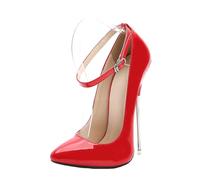 Omeslike Tacones Altos Sexy de Mujer de 6,30 pulgadas/16 cm, Stilettos clásicos, Zapatos de tacón Alto para Bodas, Fiestas, Oficina, Bailarina de Barra, Stripper,Rojo,38 EU