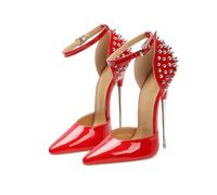 Omeslike Tacones Altos Sexy de Mujer de 6,30 pulgadas/16 cm, Stilettos clásicos, Zapatos de tacón Alto para Bodas, Fiestas, Oficina, Bailarina de Barra, Stripper,Rojo,43 EU