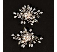 OMEVU 1 par de broches de Perlas para Mujer, Accesorios para Zapatos, Clips Decorativos Brillantes, Hebilla, Decoraciones para Zapatos de Boda, Clip para Zapatos