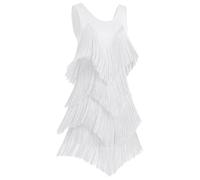 OMEWEE Vestido de baile para mujer, sin mangas, brillantes, borla, vestido de baile latino, vestido con flecos, estilo años 20, Gatsby, flecos, vintage, vestido de cóctel, fiesta, samba, latín, salsa