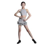 Omfpafeu Conjunto Baile Latino Niña 2 Piezas Top Sin Mangas Falda Corta Samba Rumba Jazz Cha Cha Disfraz,Gris,150