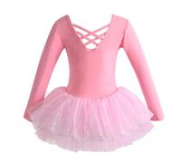 Omfpafeu Vestido de Ballet para niñas, Falda de Leotardo de Ballet para niños, Atuendo de competición de Gimnasia de Baile,Rosado,160