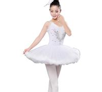 Omfpafeu Vestido de Ballet para niñas, Vestido de tutú de Lago de los cisnes con Plato y panqueque, Falda de competición para Fiesta y espectáculo en Escenario,White 1,160
