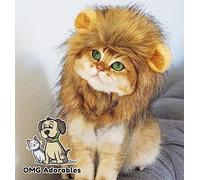OMG Adorables Traje Melena de león para Gatos Suave,Peludo Peluca del Animal doméstico con oídos Lindos Se Adapta a los felinos Adultos y Perros pequeños