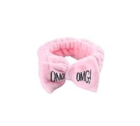 OMG - Diademas versátiles con lazo y letras para niñas y mujeres, turbantes suaves, bandas elásticas para el cabello, forro polar coral, asistente de maquillaje (11)